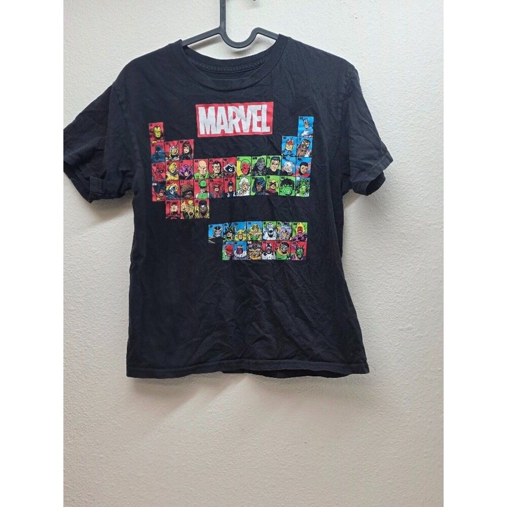 Marvel Superhero Boys T-Shirt Size Medium M Black Graphic Print Cotton